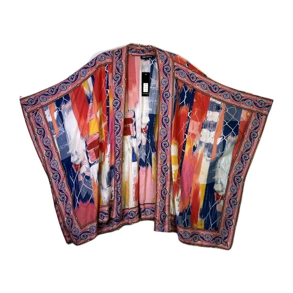 100% Modal Tolani Collection Raelyn Abstract Red - Size 1X - Kimono Duster NWT